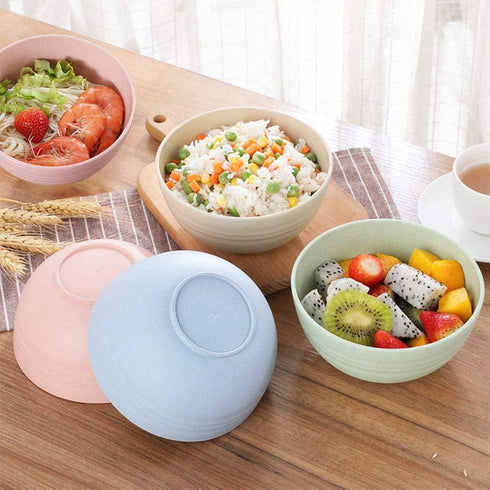 Lnrkai 5 PCS Pink Cereal Bowls, 24 OZ Unbreakable Wheat Straw Bowls - Modern Style, Dishwasher & Microwave Safe
