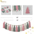 DrCor Pastel Tassel Garland Pink & Sage Green Boho Spring Garland for Nursery, Classroom Decor, Baby Shower, Kids Room