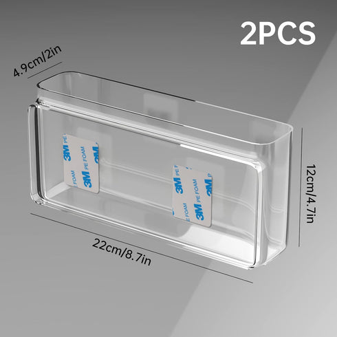 NiHome Acrylic Wall Mount Organizer 2-Pack, Slim Over Cabinet Storage Bins, No-Drill Installation for Kitchen,