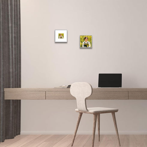 Golden State Art 8x8 Aluminum Picture Frame - Silver, with Mat for 4x4 Photo or Without Mat for 8x8 Photo