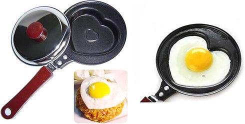 YIKANGHENG Mini Frying Pan, 4.8 Inch Heart Shape Iron Egg and Omelet Pan with Nonstick Coating for Kitchen (Heart)