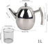 Stainless Steel Teapot with Filter Easy Pour Teapot Coffee Pot Kettle for Office Home Studio Make Tea or Coffee(1000ml)
