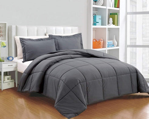 3-Piece Set 88 88 Inches Chezmoi Collection All Season Queen Comforter Gray, Soft Quilted Down Alernative Duvet Insert