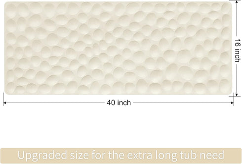 Beige Non-Slip Bathtub Mat with Strong Suction Cups by OTHWAY
