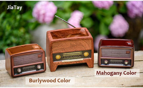Wooden Pots, Mini Flowerpot, Retro Resin Succulent Planter Bonsai Pot Desk Holder Mini Ornament (Radio Natural)