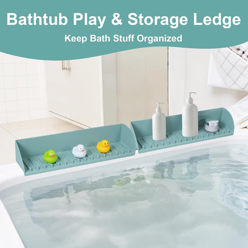 4 1 Pack Tub Splash Guard for Kids, Water Splash Guard for Bathtub Edge, Bath Toy Storage and Play Shelf, Bathroom