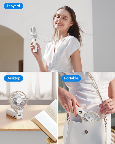 SWEETFULL Handheld Fan, Portable 5000mAh Rechargeable Battery, 6 Speed Wind, Mini Travel Fan for Women