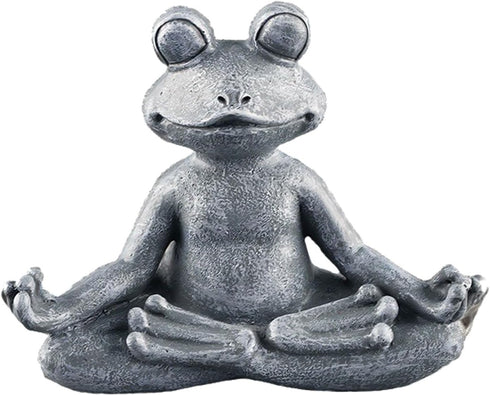 Zen Yoga Frog Meditation Statue - Miniature Slimming Frog Garden Decoration for Lawn and Garden Decor (Premium Gray)
