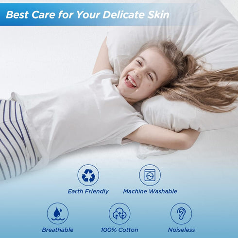 Waterproof Mattress Pad Protector, 100% Organic Cotton Hypoallergenic Breathable Cover, Deep Pocket