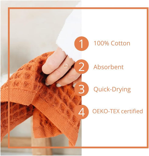 Set, 100% sea me at home Waffle Washcloths Turkish Cotton (Terra)