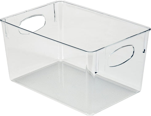 Simplify Large Horizontal Organizer Bin | Fridge and Freezer Storage | Multi-Purpose | Handles | Bathroom | Desk | Cosmetics | Clear