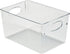 Simplify Large Horizontal Organizer Bin | Fridge and Freezer Storage | Multi-Purpose | Handles | Bathroom | Desk | Cosmetics | Clear
