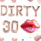 LaVenty DIRTY 30 Balloons, Dirty 30 Letter Balloons Banner, 30th Birthday Decoration with Red Lips Balloon