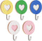 Wooden Double Heart-Shaped Self-Adhesive Hooks, 5pcs Key Holder Coat Hook for Home Office Hotel Wall Decoration