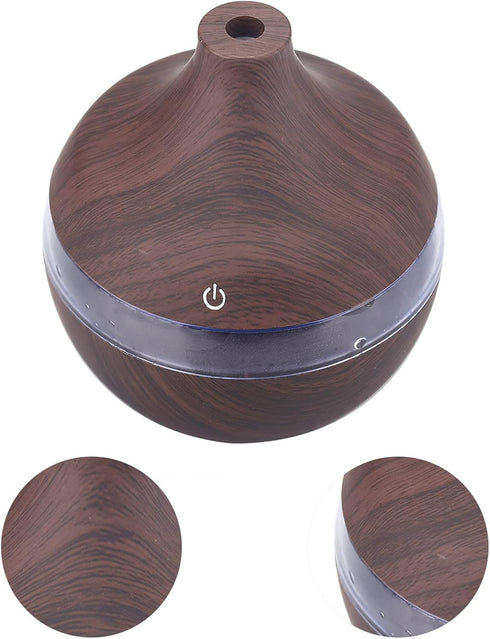Wood Grain USB Humidifiers for Home, Top Fill with LED Night Light, Ideal for Bedroom Office Nursery, Compact Design
