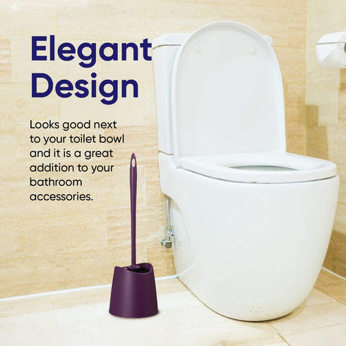 2 Pack Toilet Brush Cleaner and Holder Purple Toilet Bowl Cleaner Brush with Scrubbing Wand, Brush and Storage Caddy