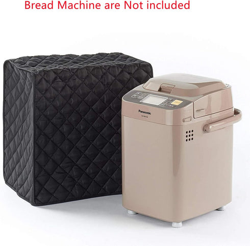 Black Bread Maker Cover - 17x11x15 Inches Clip Cotton Polyester Quilted Toaster Oven Dust Cover for Kitchen Small
