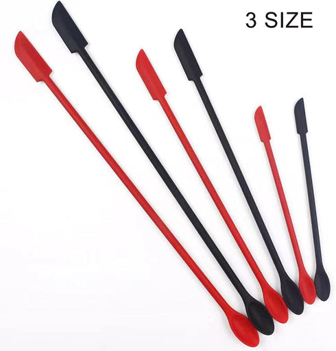 4 Pieces Mini Silicone Spatula Set, Small Rubber Spatula for Makeup and Kitchen, 4 in BLACK