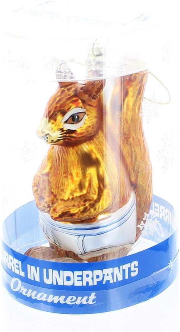 Mcphee Archie Accoutrements Ornament Squirrel in Underpants Glass for Christmas