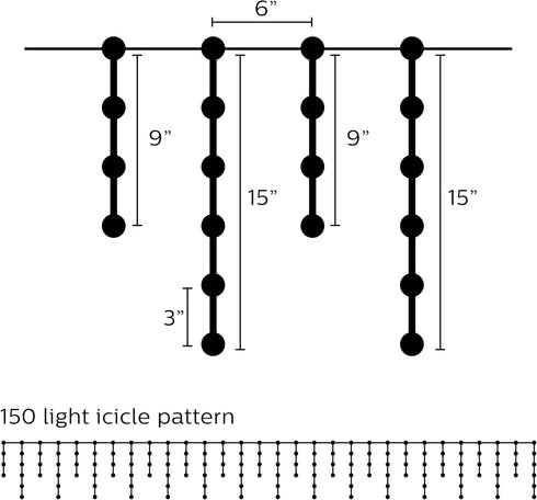 150 Philips LED Warm White Faceted Mini Icicle Lights