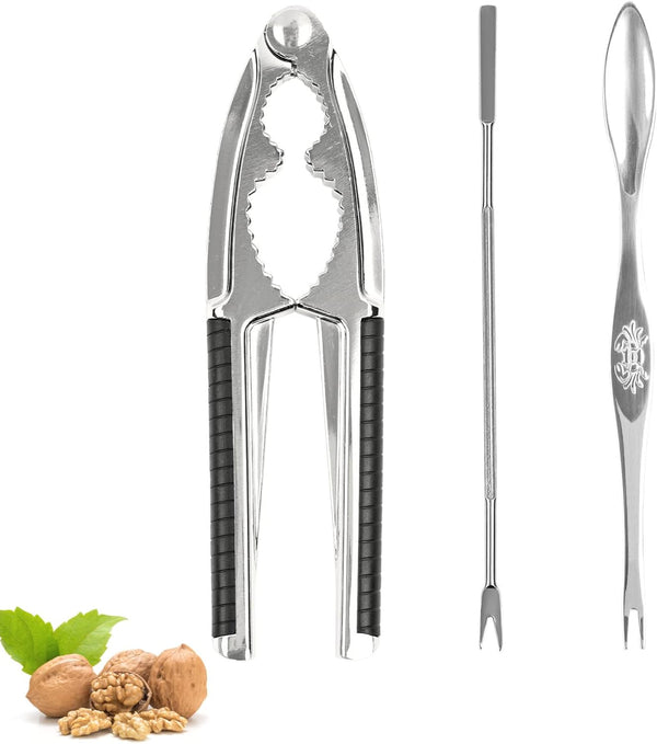Nut Crackers Walnut Cracker Heavy Duty Shell Cracker with 2 PCS Forks/Picks