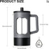 YOLIFE 34oz French Press Coffee Maker 4 Cup, Heat-resistant Borosilicate Glass, 4-Level Filters, Portable Cold Brew for Travel, Home (Grey and Black) by YOLIFE