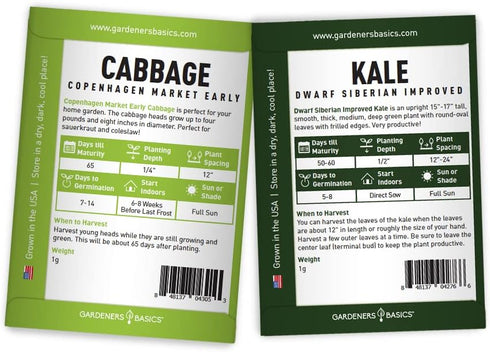 Packets Pack 5 Gardeners Basics Power Greens Seeds for Planting Individual - Arugula, Spinach, Swiss Chard, Kale