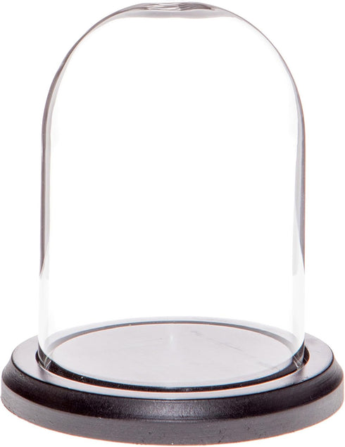 Plymor 3" x 4" Glass Display Dome Cloche with Black MDF Wood Base