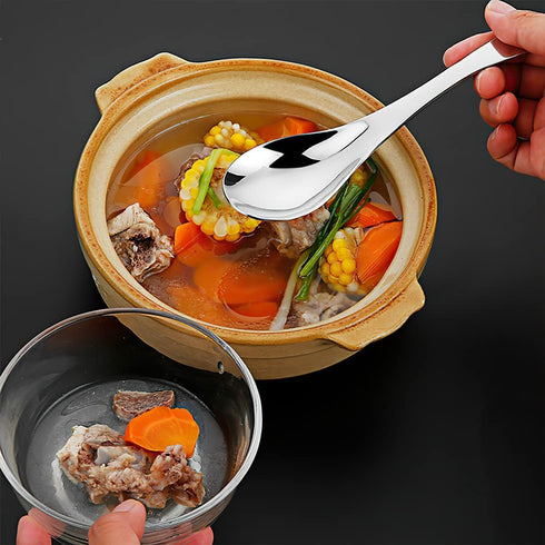 4 Pieces Stainless Steel Asian Soup Spoons, 6.3 Inch Heavy-Weight Short Handle Ramen Spoons