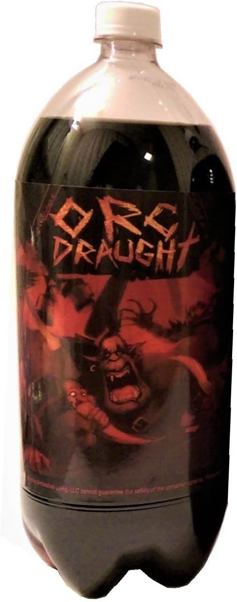 4 Soda Bottle Labels for Fantasy Themed Party - 7" x 6" Sticker Set with Orc, Dwarf, Elf, and Dragon