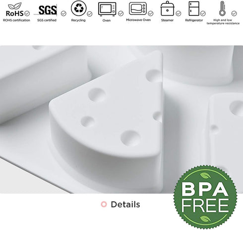 OCPO KITCHEN Cheese Silicone Baking Mold for Mousse Cake, Cheesecake, French Dessert, 3D Cheese Shape (8-Cavity)
