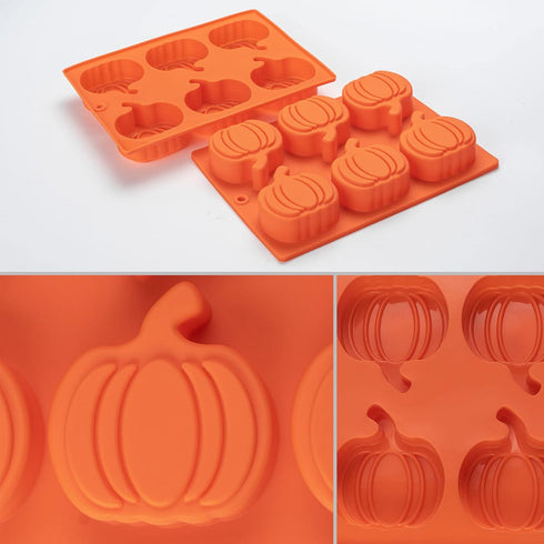 Pumpkin Muffin Mold, 3 Pack Pumpkin Cake Pan Silicone Molds for Thanksgiving Baking, Cupcake Pan