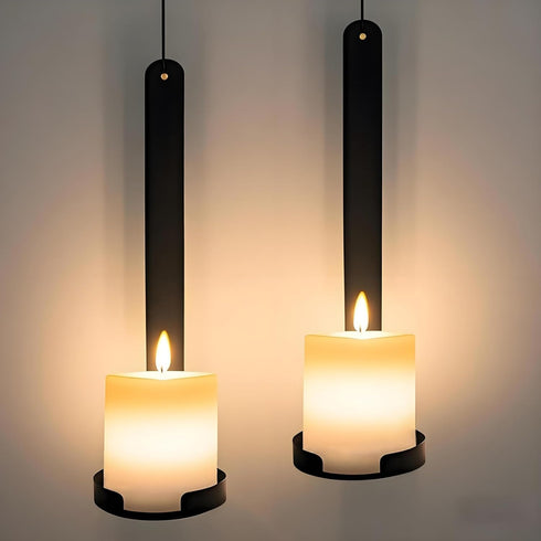 Set 2, Black Wall Candle Sconces of Cast Iron Wall Mounted Candle Holders, Multi-Purpose Farmhouse & Minimalist Modern