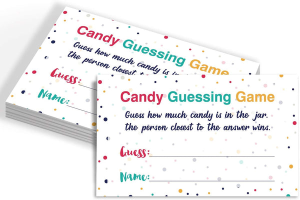 Candy Guessing Game Cards - Games Activities and Decorations, 50-Pack