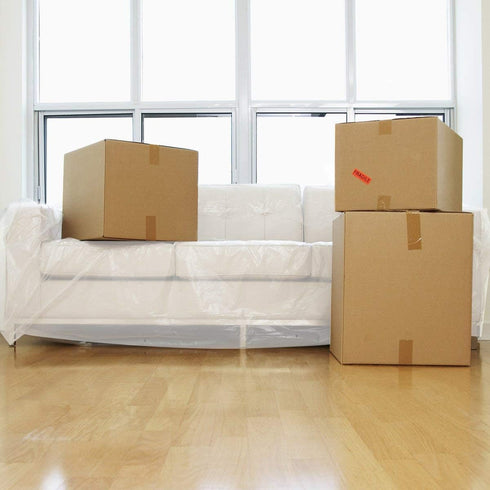 STARTWO Heavy Duty Plastic Couch Cover Bag, Water Resistant Clear Sofa Slipover for Moving and Long Term Storage