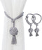 2 Pack Rustic Curtain Tiebacks, Hand Knitting Cotton Rope Drape Tie Backs for Sheer and Blackout Curtain