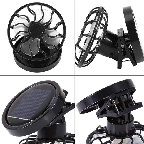 Electric Mini Solar Fan, Air Conditioner Cooling Cell Fan, Clip on Visor or Handheld, Works Only in Direct Sun