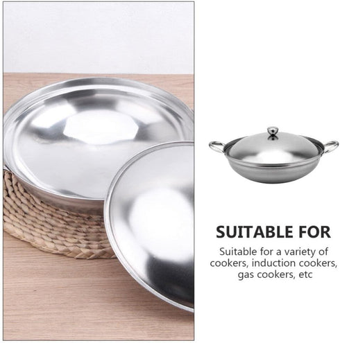 KALLORY 24cm Stainless Steel Stock Pot, Stir Fry & Wok Pan with Lid for Kitchen Cooking Hot-pot