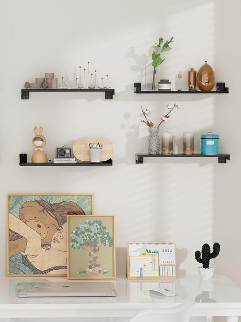 Set 6, Floating Shelves for Wall, Shelves for Decor Storage of Wall Mounted Wood Shelf for Bedroom, Living Room
