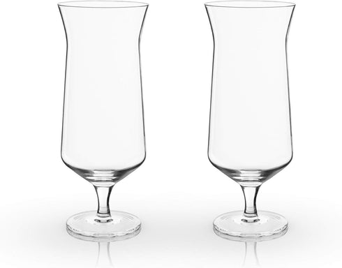 "Viski Raye 14oz Hurricane Glasses Gift Set of 2, Clear Crystal Glasses for Pina Coladas and Tropical Cocktails"