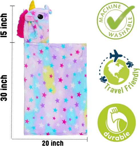 Cozy Unicorn Gifts for Girls Wearable Fleece Soft Throw Blanket Cute Hooded Bath Towel Wrap Plush Bathrobe Soft & Kids