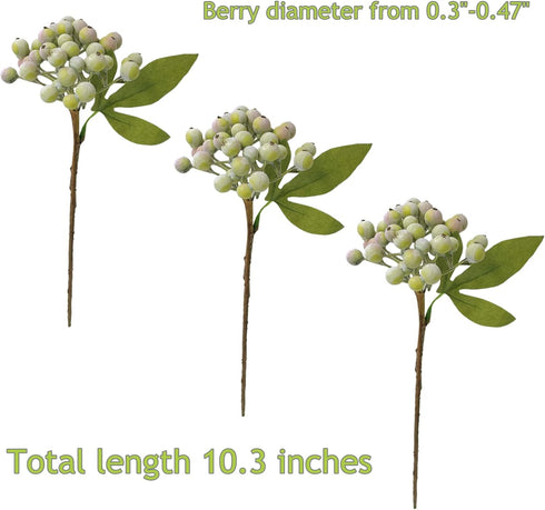M2cbridge Pack 6 of Green Artificial Berry Stems Christmas Picks Wreath Ornament(Frost Green)