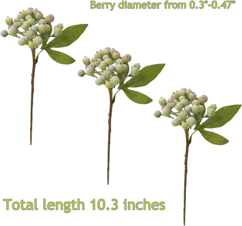 M2cbridge 12pcs) Artificial Berry Stems Christmas Picks Pine Needles Branches Wreath Ornament (Frost Green