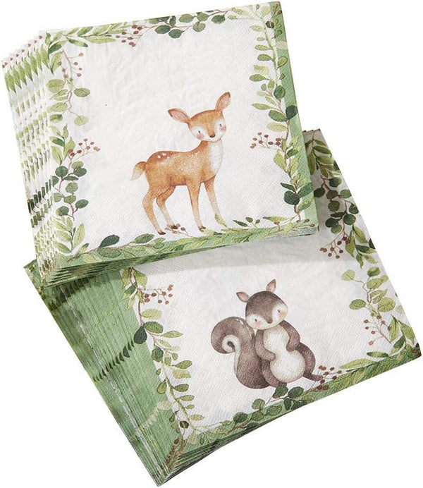 Kate Aspen Woodland Baby Shower Decorative Paper Napkins - Thick Dinner Napkins, Luncheon Serveware, 2 ply, 30 Count