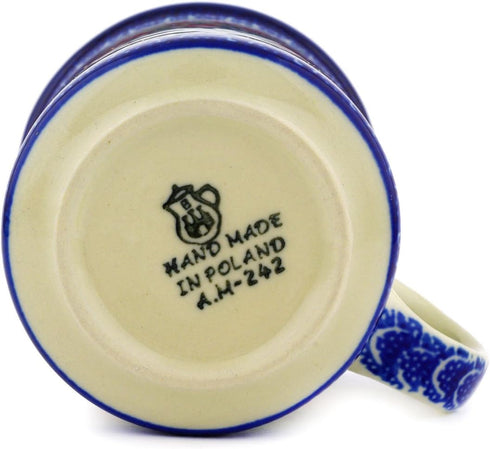 Polish Pottery Mug - Straight Sided, Crimson Bells