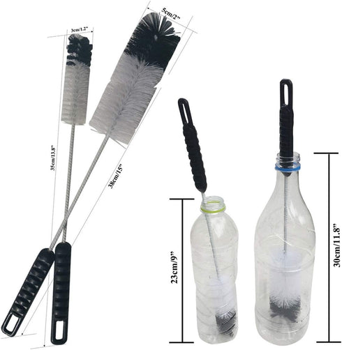 Set (8) NewFerU Wire Bottle Cleaning Brush Small Large Thin Long Handle, Utility Cleaner Bendable Flexible for Narrow