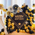Set of 8 Gold Black Paper Fans Flower for Halloween Party Decorations, black2