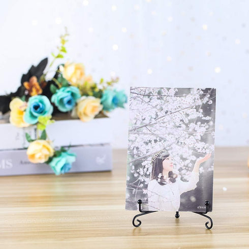 (2 Pack) Iron Display Stand - Black Iron Easel Plate Display Photo Holder Stand for Picture Frames, Cookbooks, Art
