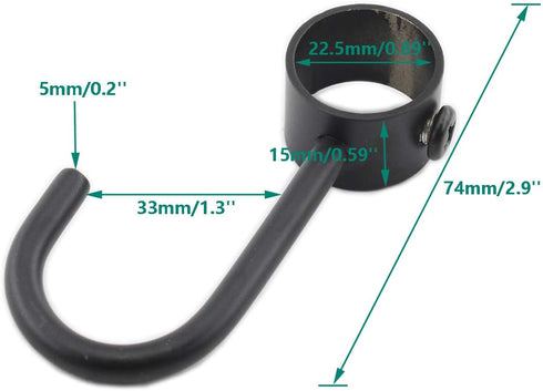 Stainless Steel Closet Rod Hooks, Heavy Duty Utility Hooks for Hanging Pots,Pans,Mugs,Towels,Oven Mitts,Adjustable J Typed Kitchen Hooks Fit for 22mm Rod 5 Pack Black by Ulifestar