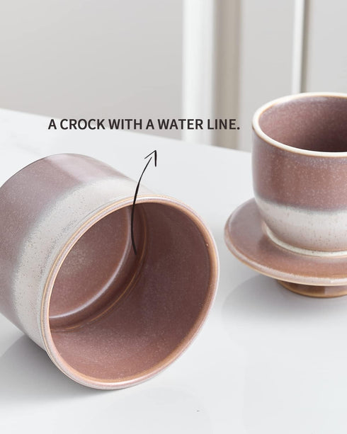 XELA Ceramic Butter Crock, The Original Reactive Two-Colour Glaze, Butter Dish With Water Line for Spreadable Fresh